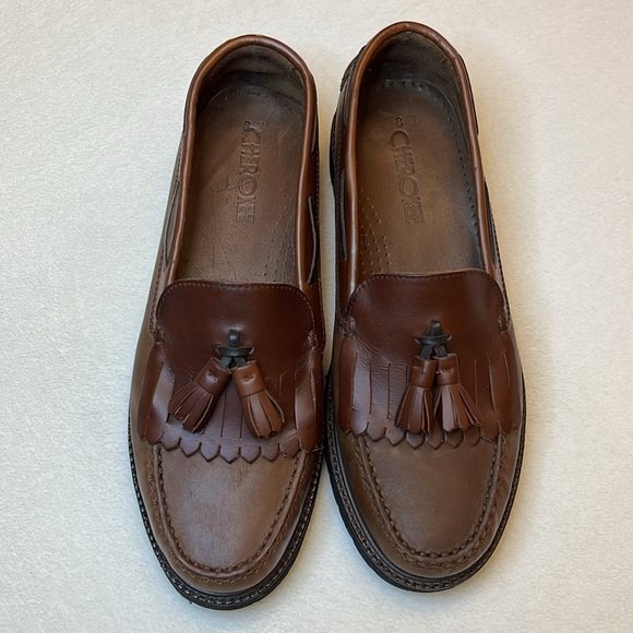 Cherokee Men’s Leather Loafers Slip on Shoes with Tassel Thick Tread Sole Size 8 - Picture 2 of 9